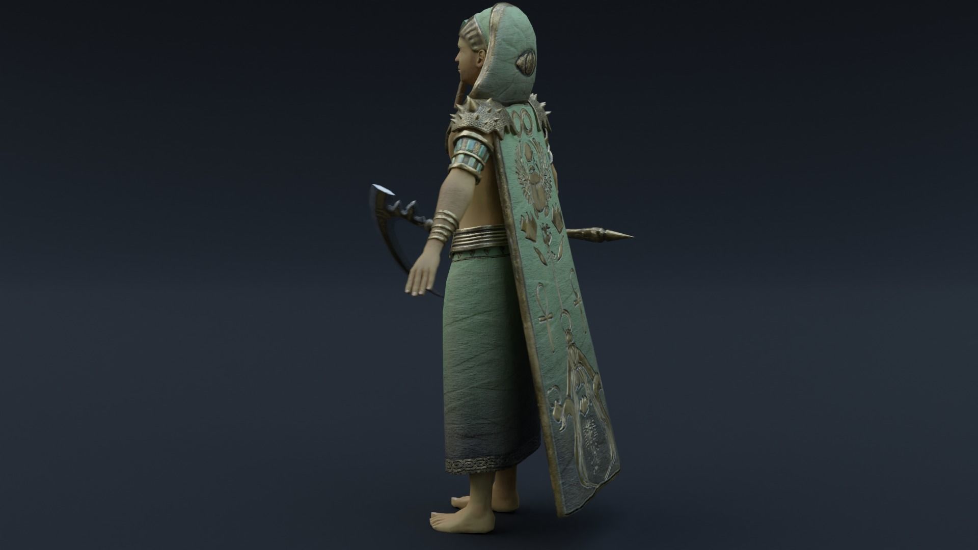 God Osiris Low-poly 3D model_10