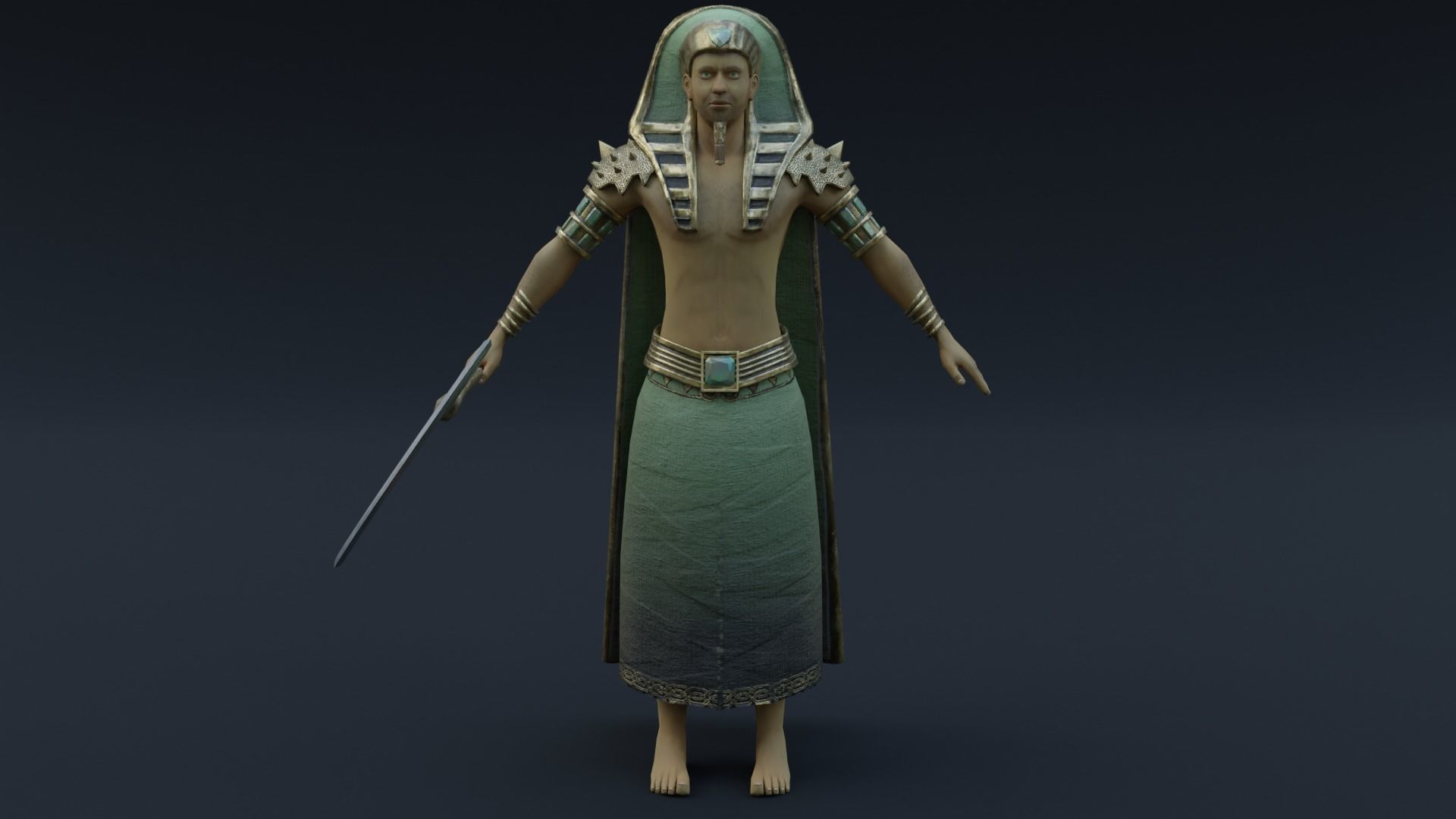 God Osiris Low-poly 3D model_15