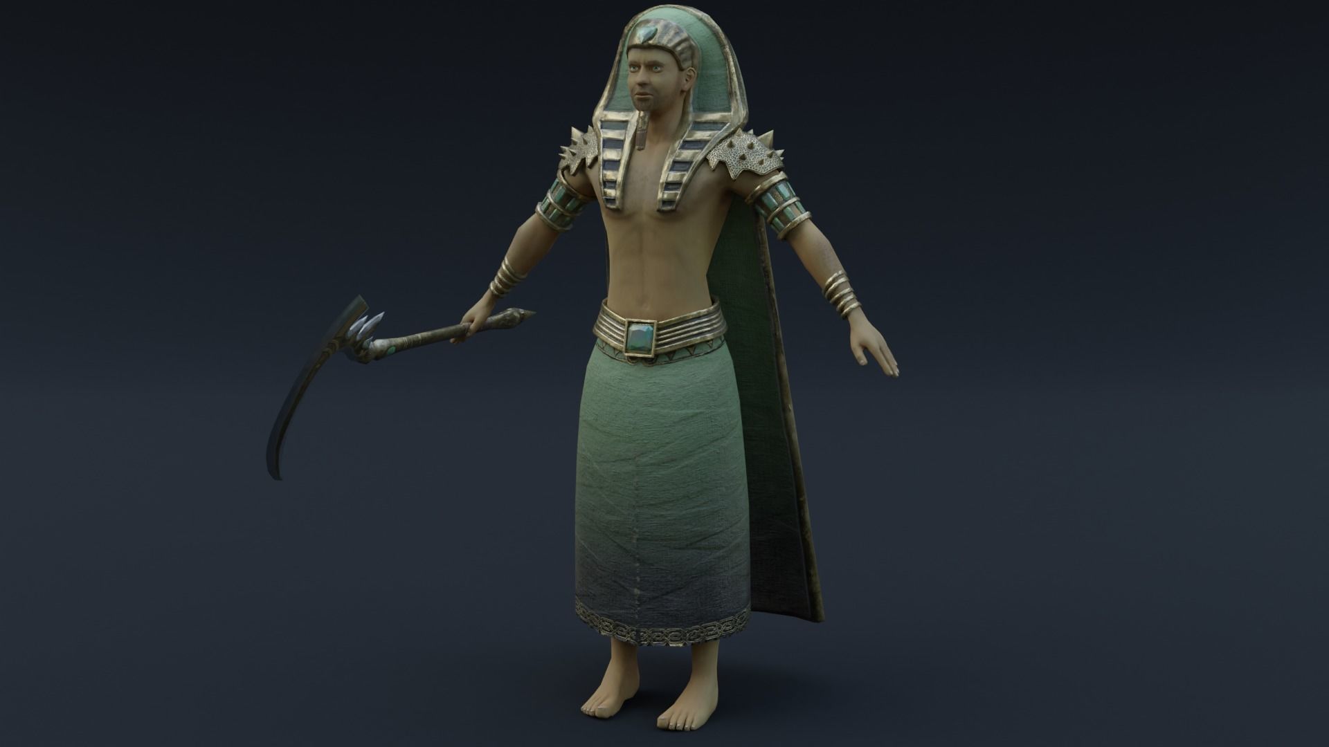 God Osiris Low-poly 3D model_13