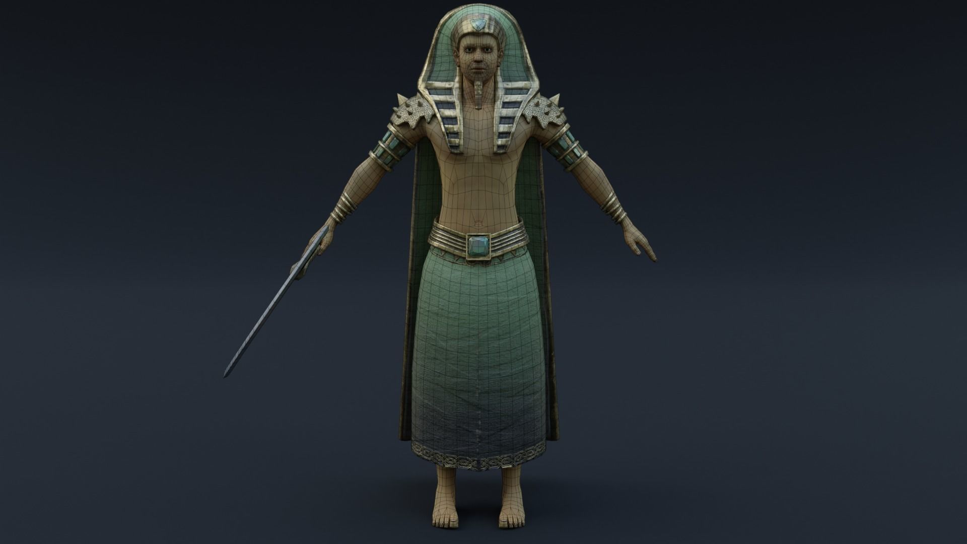 God Osiris Low-poly 3D model_16