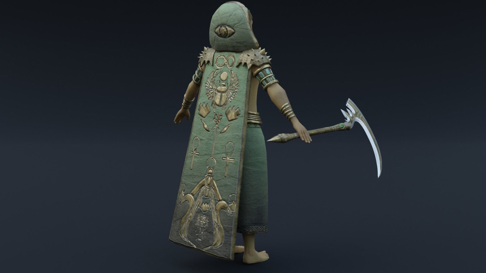 God Osiris Low-poly 3D model_7