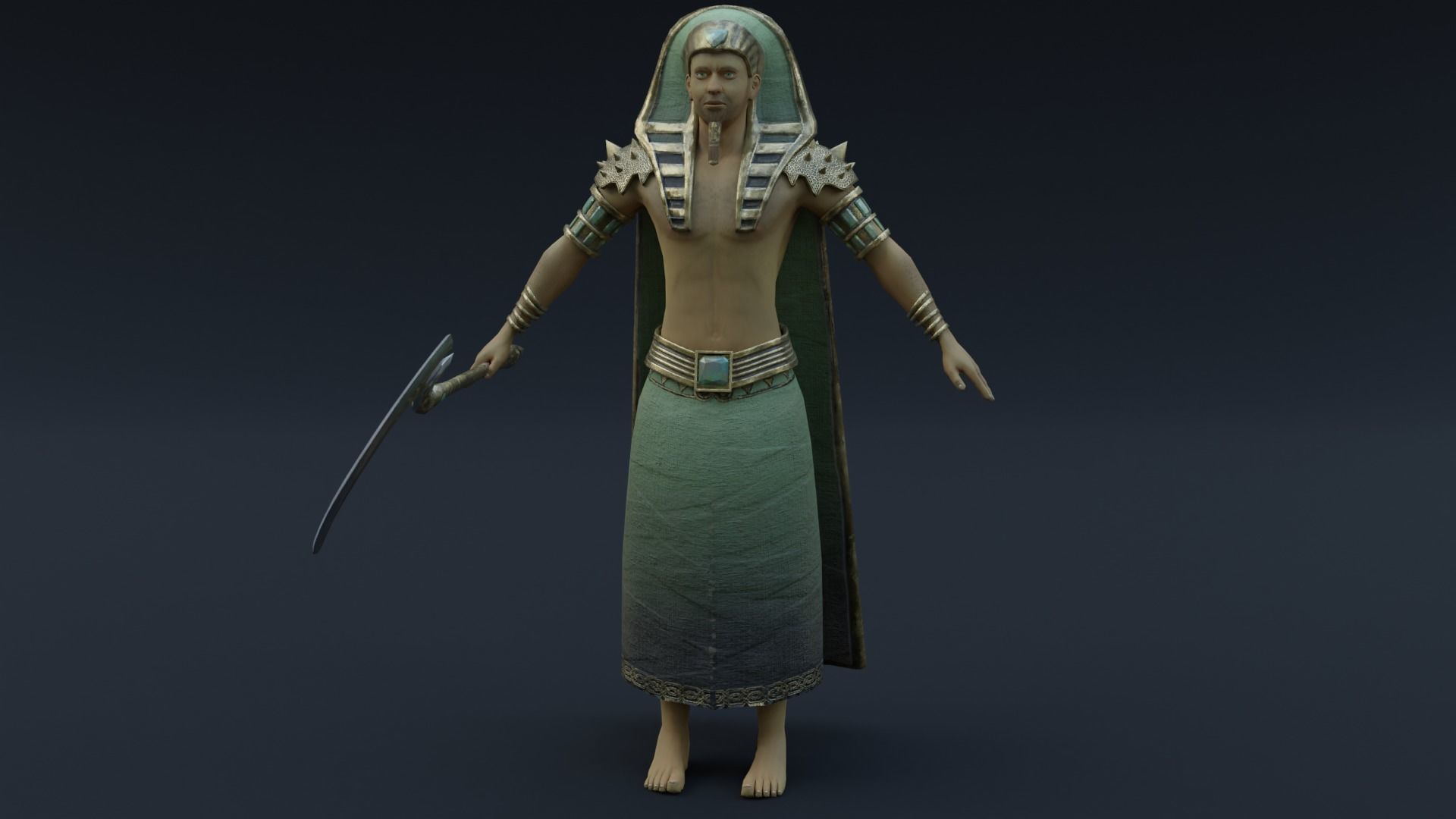 God Osiris Low-poly 3D model_14