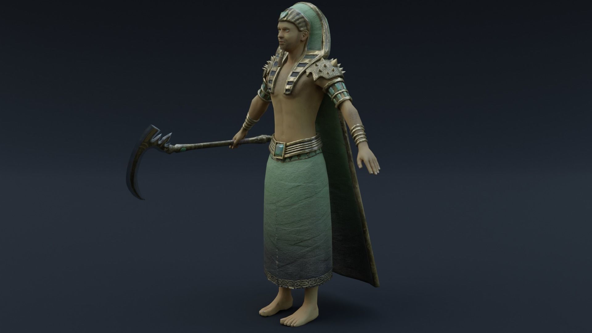 God Osiris Low-poly 3D model_12