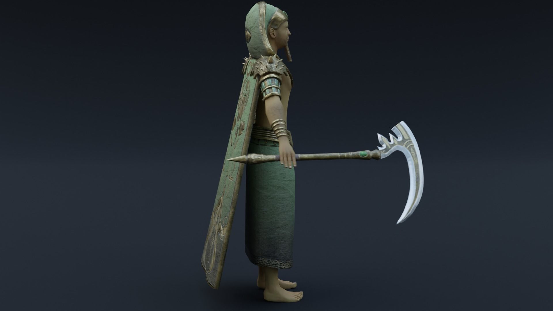 God Osiris Low-poly 3D model_6