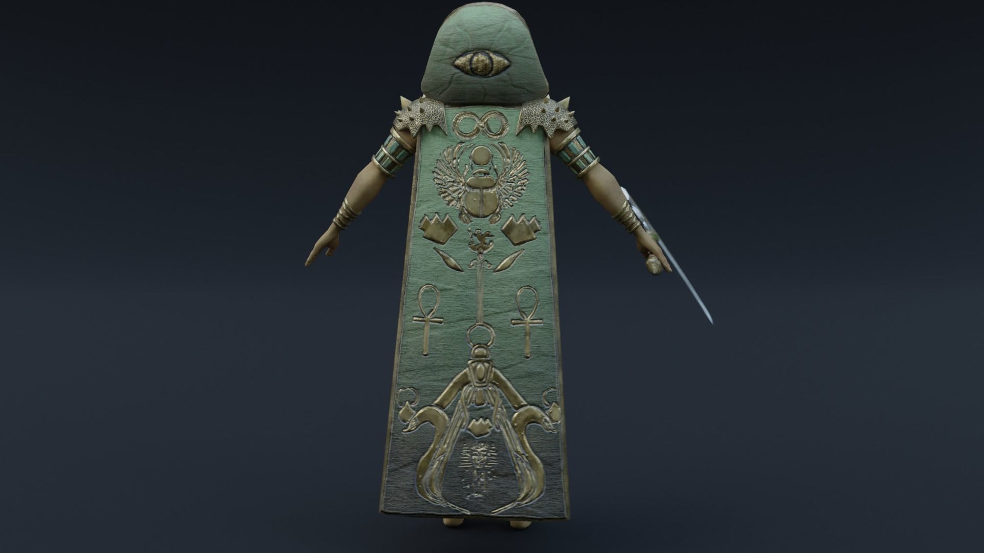 God Osiris Low-poly 3D model_8