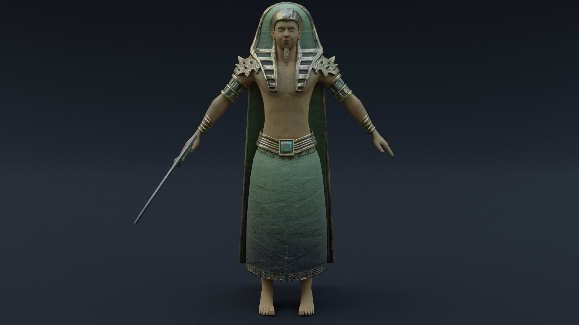 God Osiris Low-poly 3D model_3