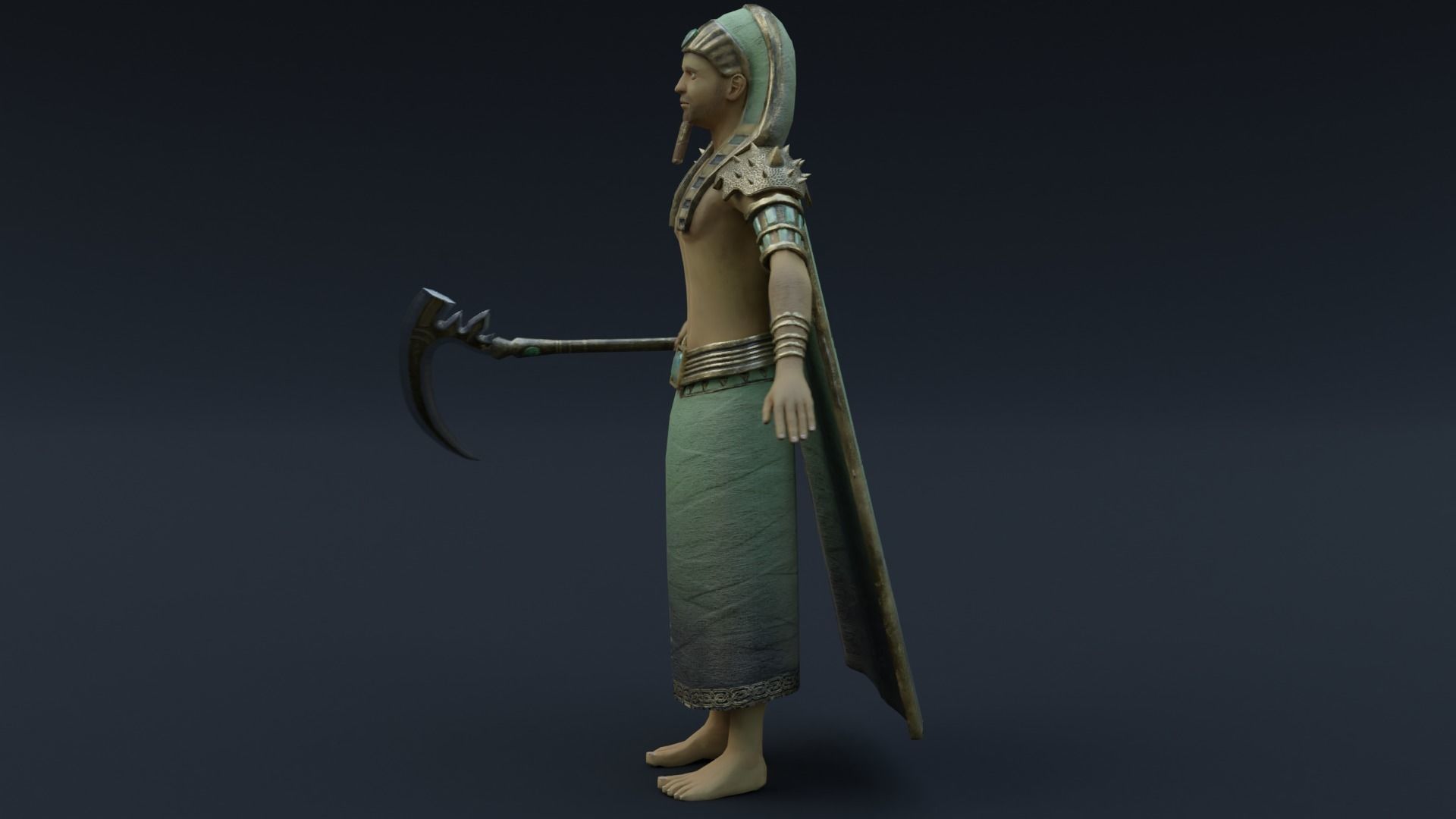 God Osiris Low-poly 3D model_11