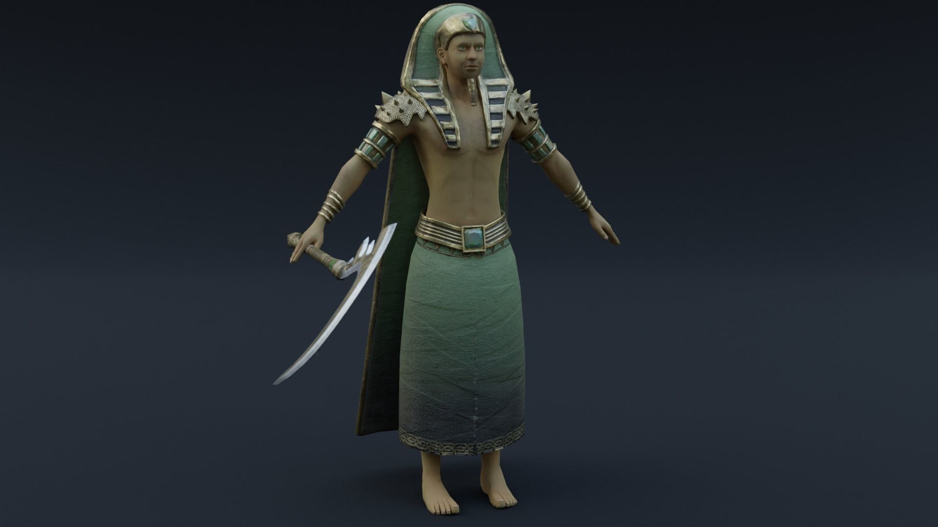 God Osiris Low-poly 3D model_4