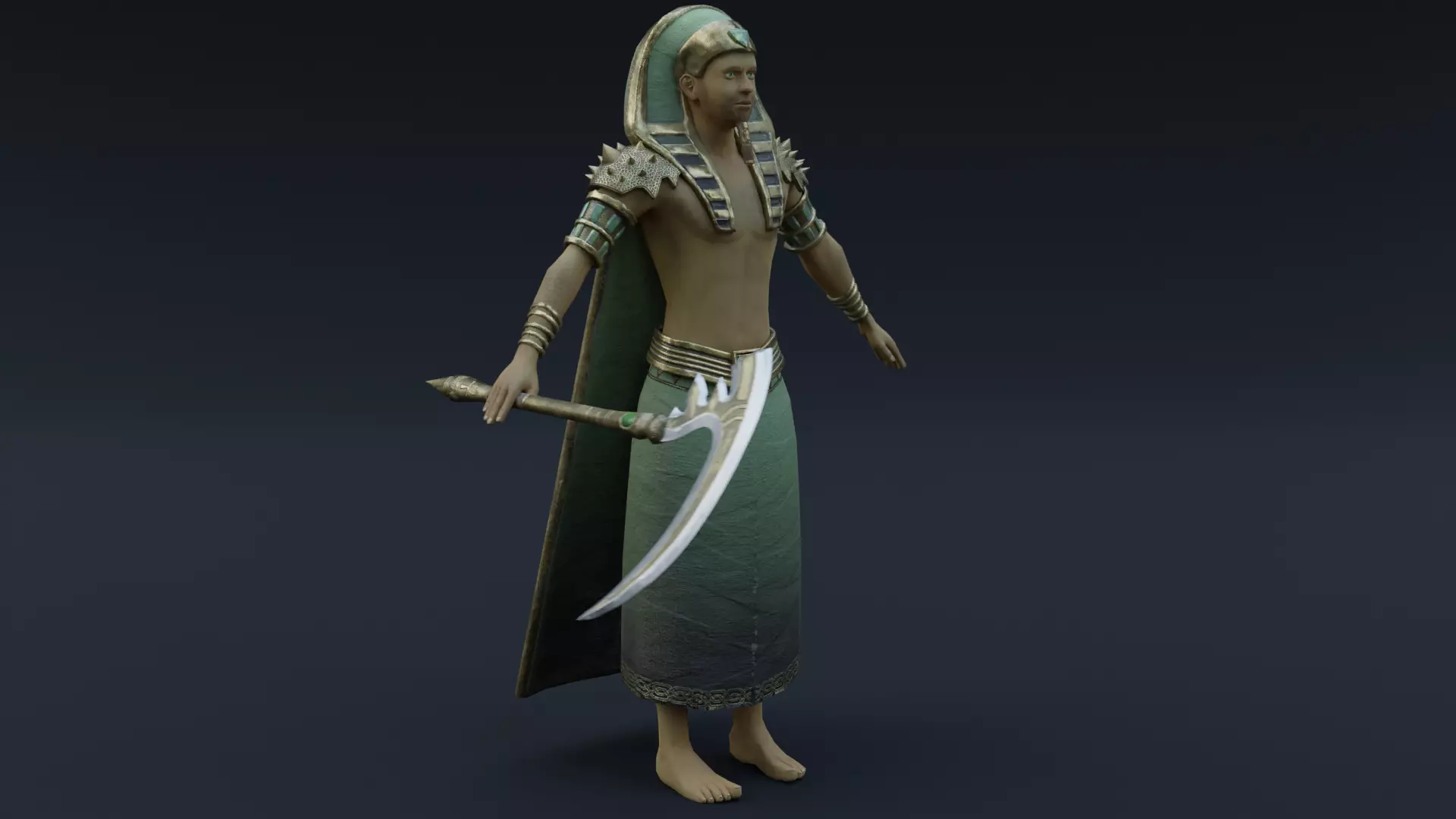 God Osiris Low-poly 3D model_0