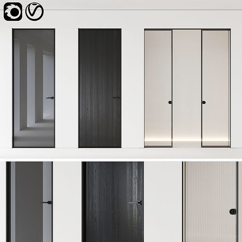 Aladin Swing Mono and Pocket door by Glas Italia Set 01 3D model