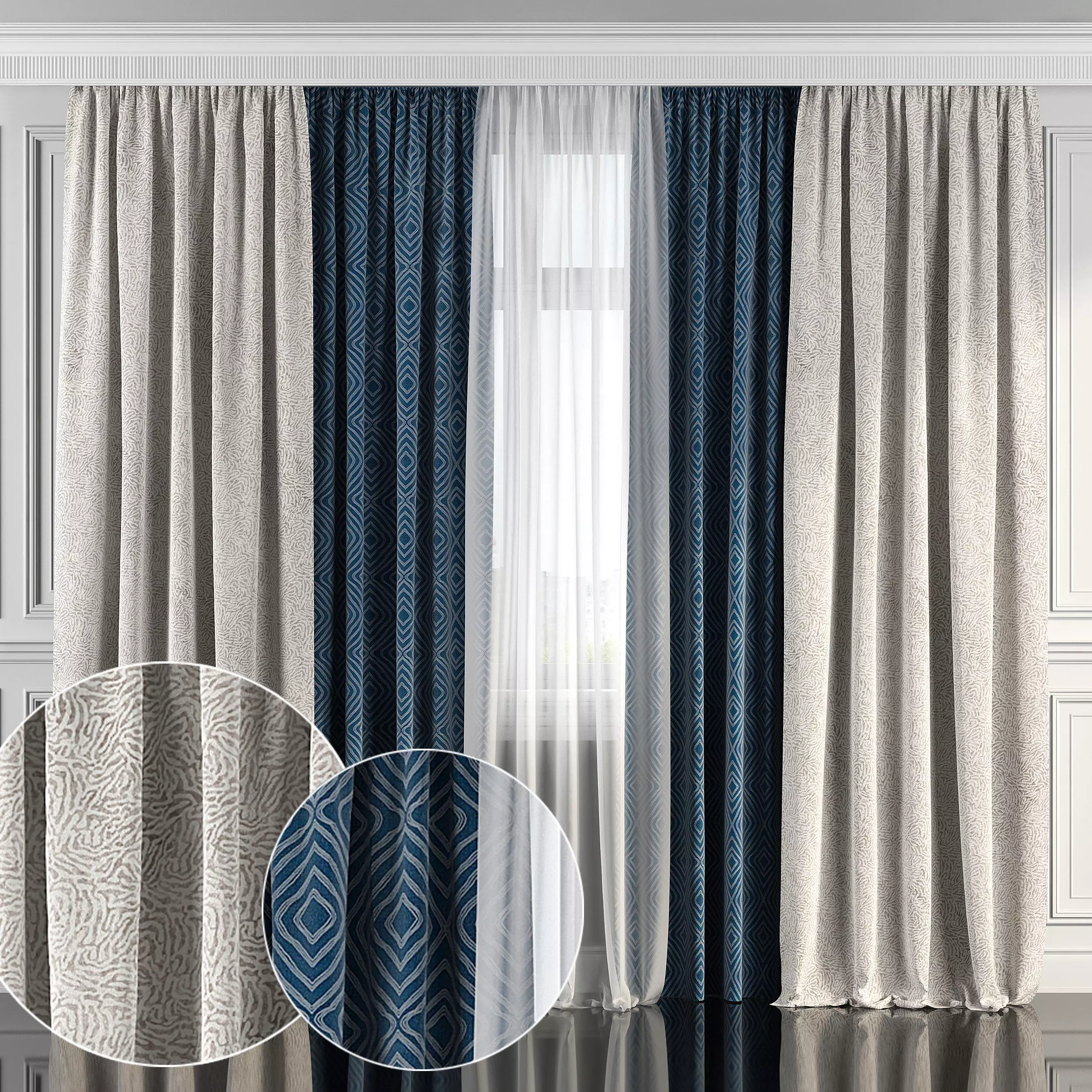 Curtain Set 176 3D model_0