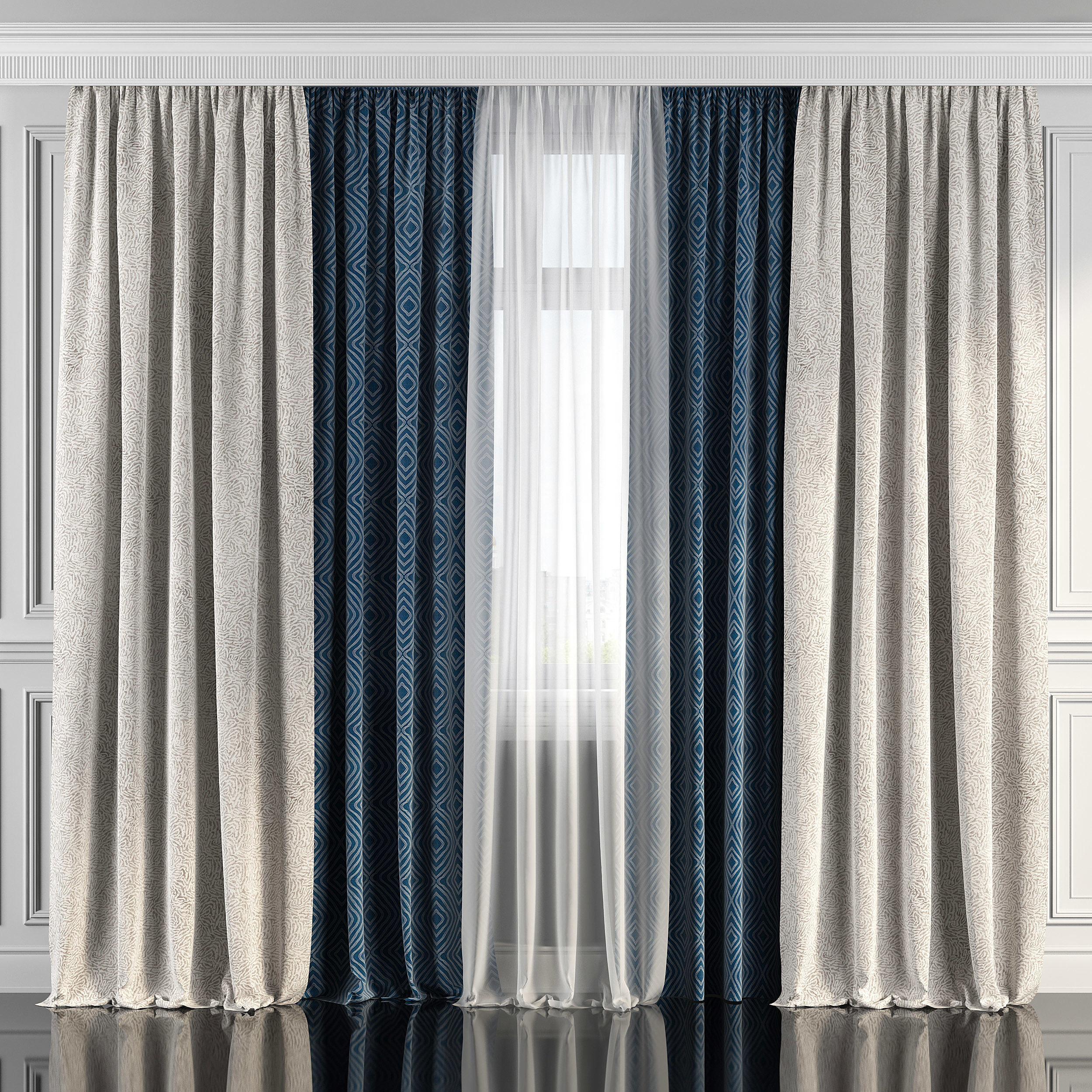Curtain Set 176 3D model_1