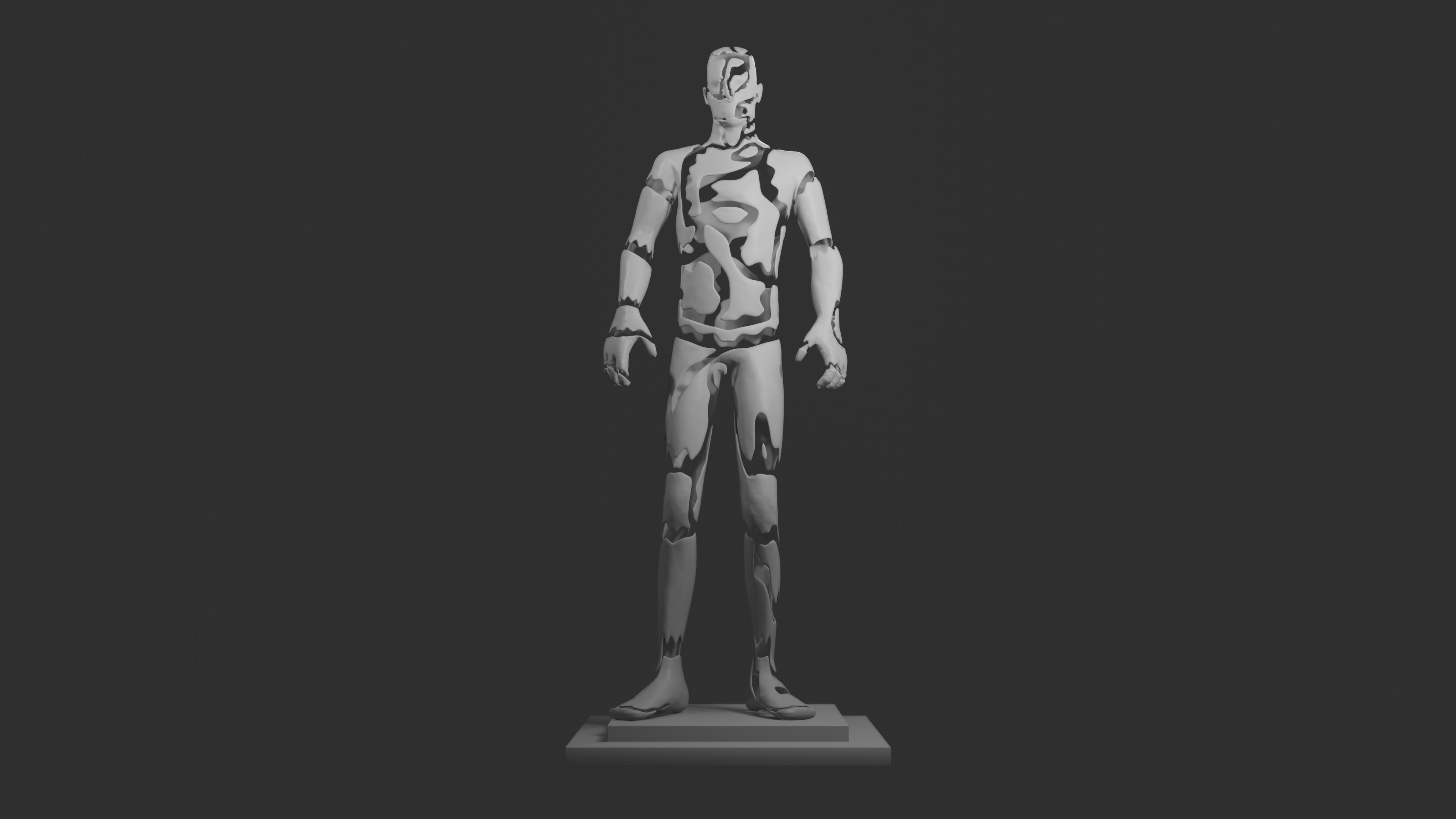 Abstract statue Low-poly 3D model_3