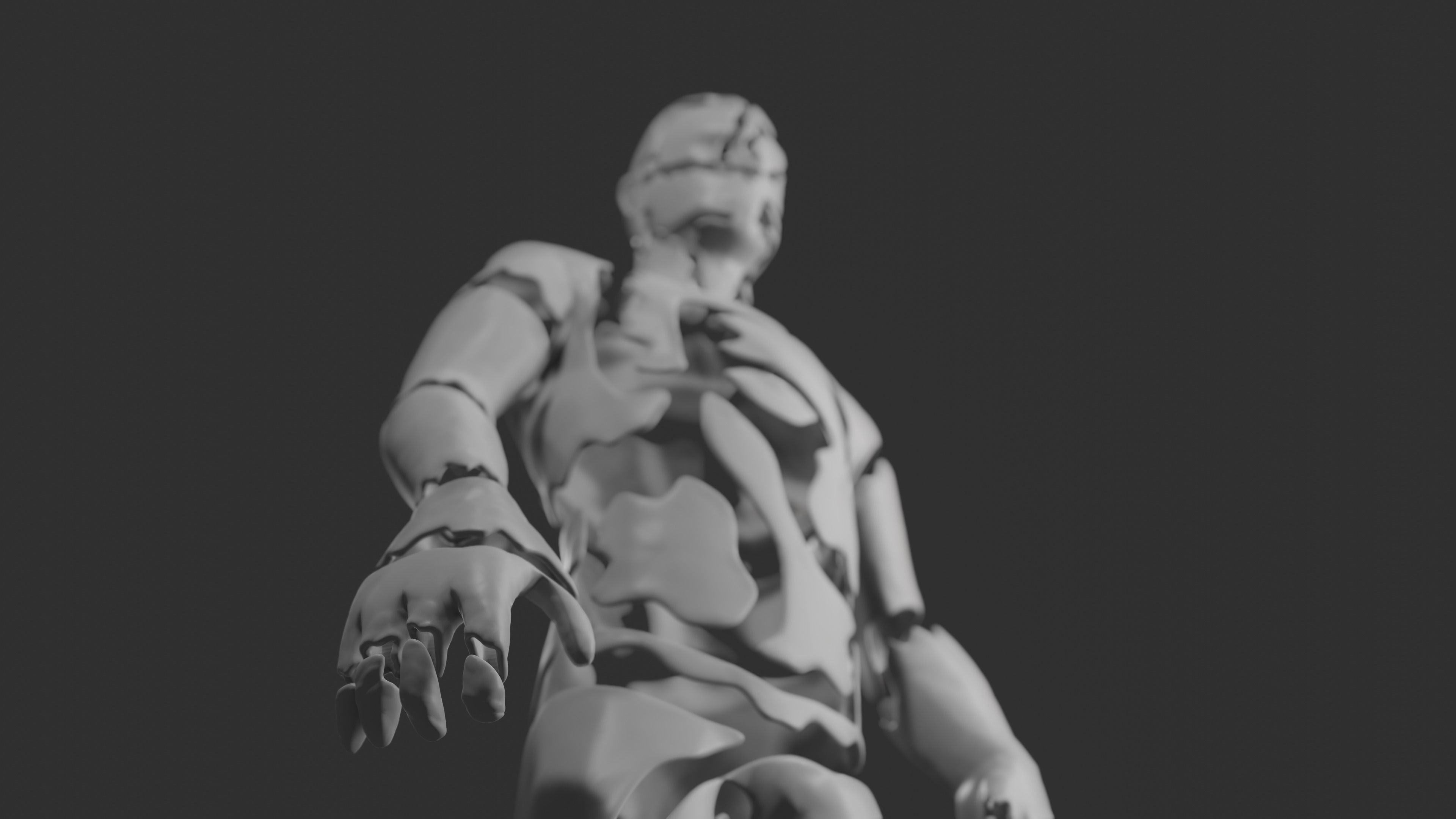 Abstract statue Low-poly 3D model_1