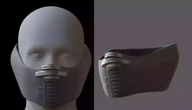 Gas mask helmet 3d model scifi Low-poly 