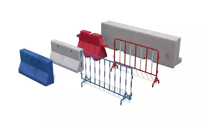 3D Model Low Polygon for game - BARRIER All kinds and Texture