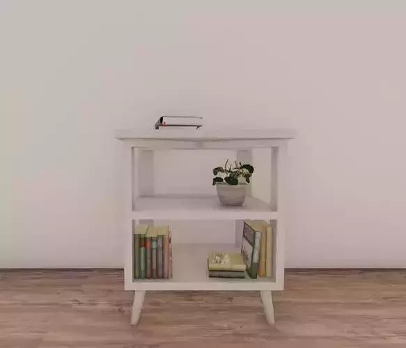 White marble - wooden side table 