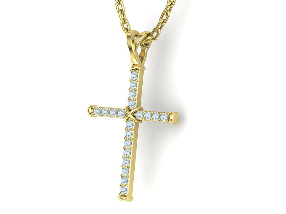 Cross Necklace Classic Diamond Pendant 3dmodel 3D print model_3