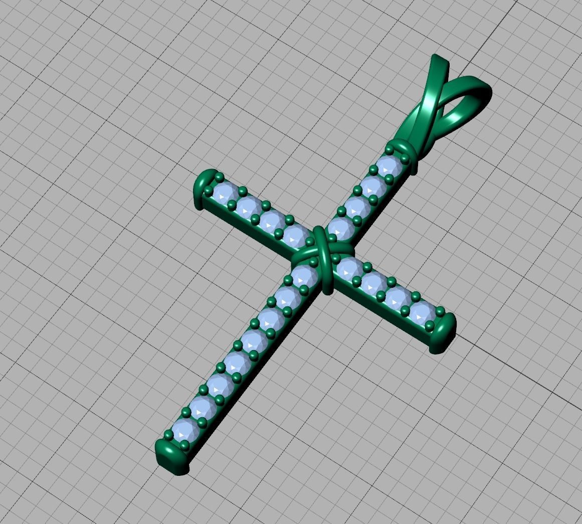 Cross Necklace Classic Diamond Pendant 3dmodel 3D print model_9