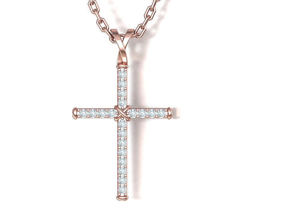 Cross Necklace Classic Diamond Pendant 3dmodel 3D print model_18