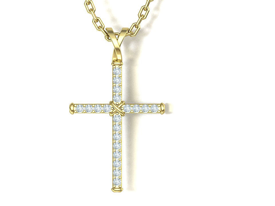 Cross Necklace Classic Diamond Pendant 3dmodel 3D print model_16