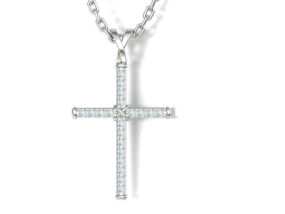 Cross Necklace Classic Diamond Pendant 3dmodel 3D print model_14
