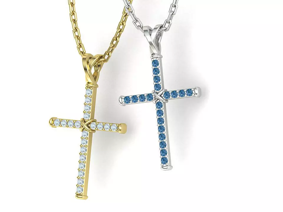 Cross Necklace Classic Diamond Pendant 3dmodel 3D print model_0