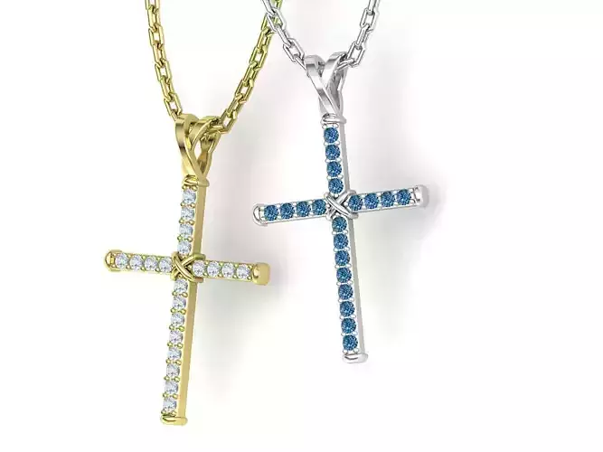 Cross Necklace Classic Diamond Pendant 3dmodel 3D print model