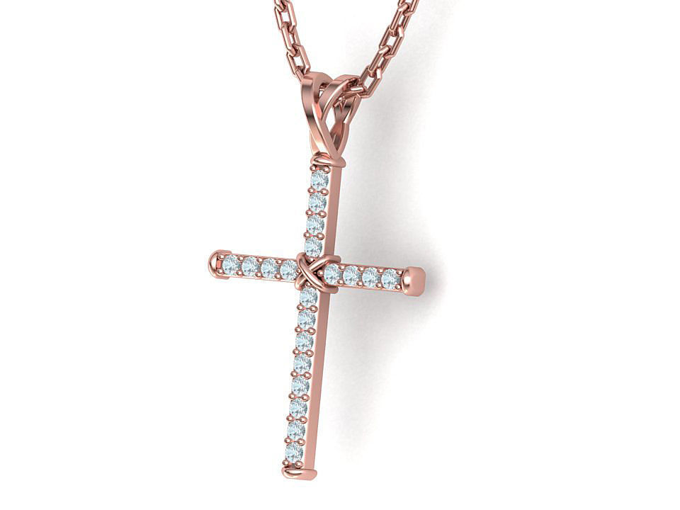 Cross Necklace Classic Diamond Pendant 3dmodel 3D print model_5