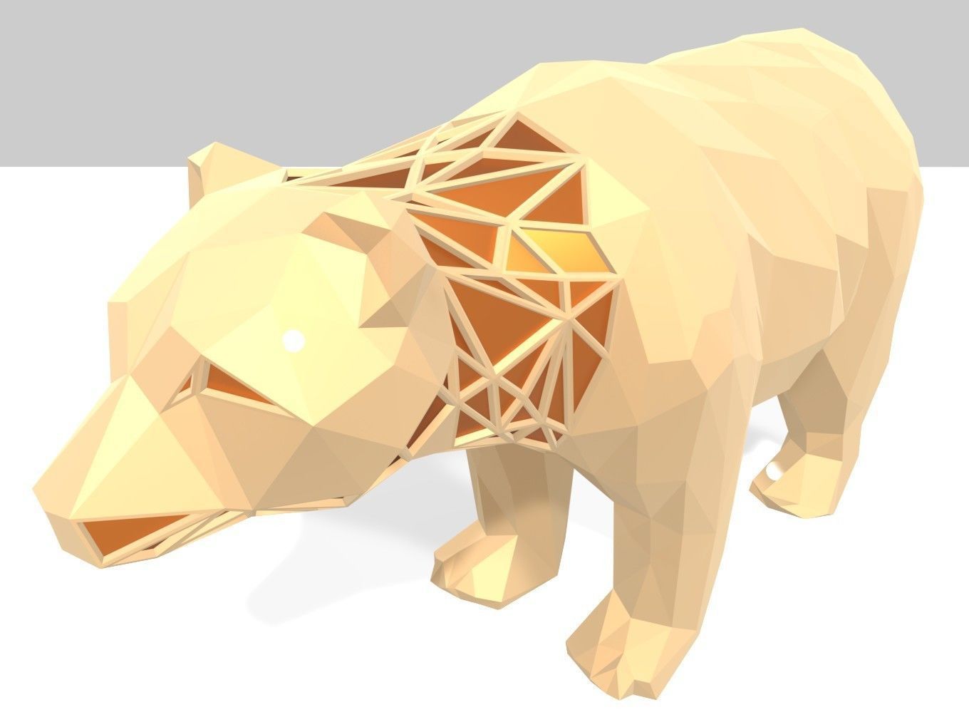 Polygonal Bear Parametric 3D print model_2