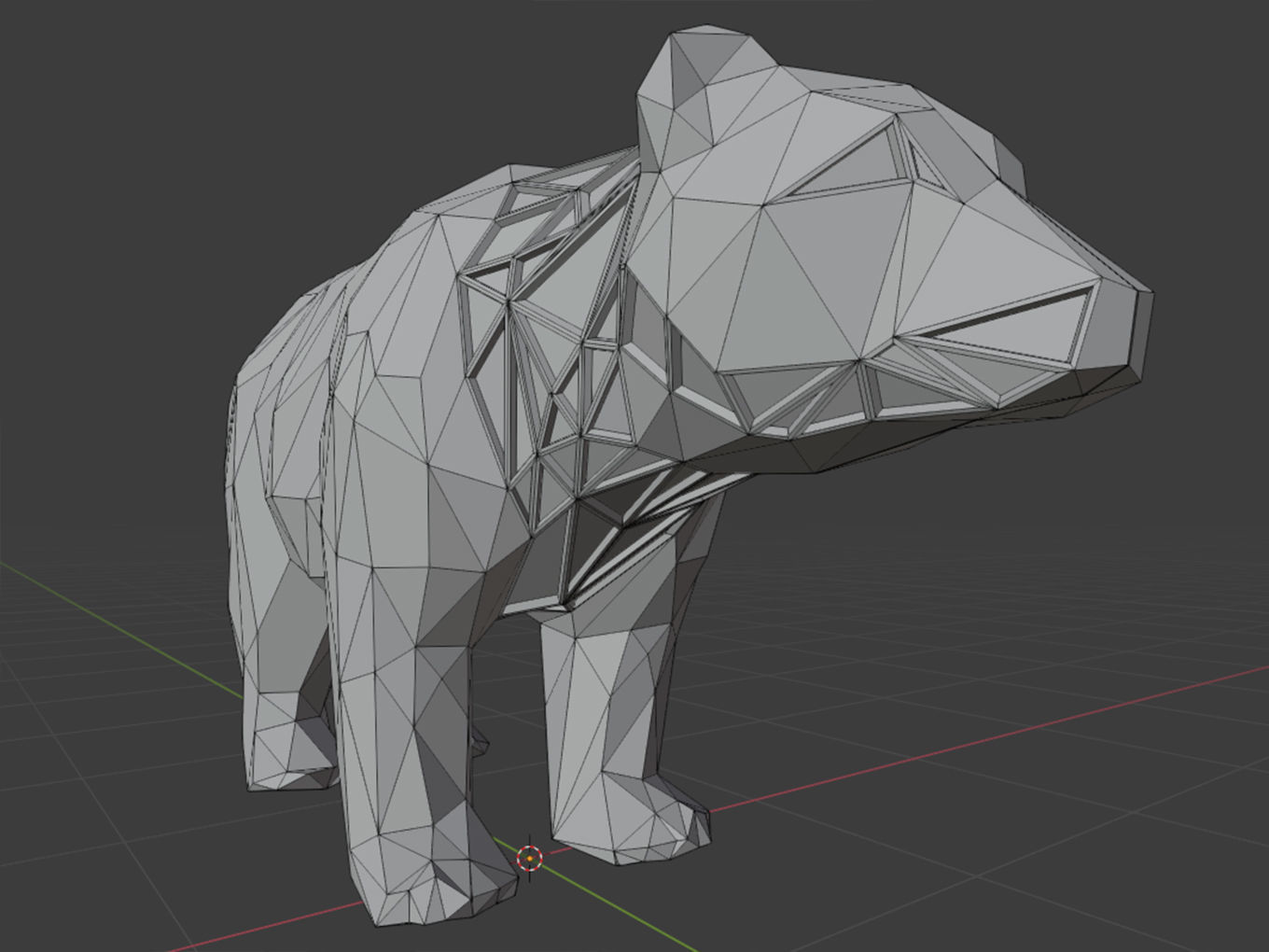 Polygonal Bear Parametric 3D print model_9