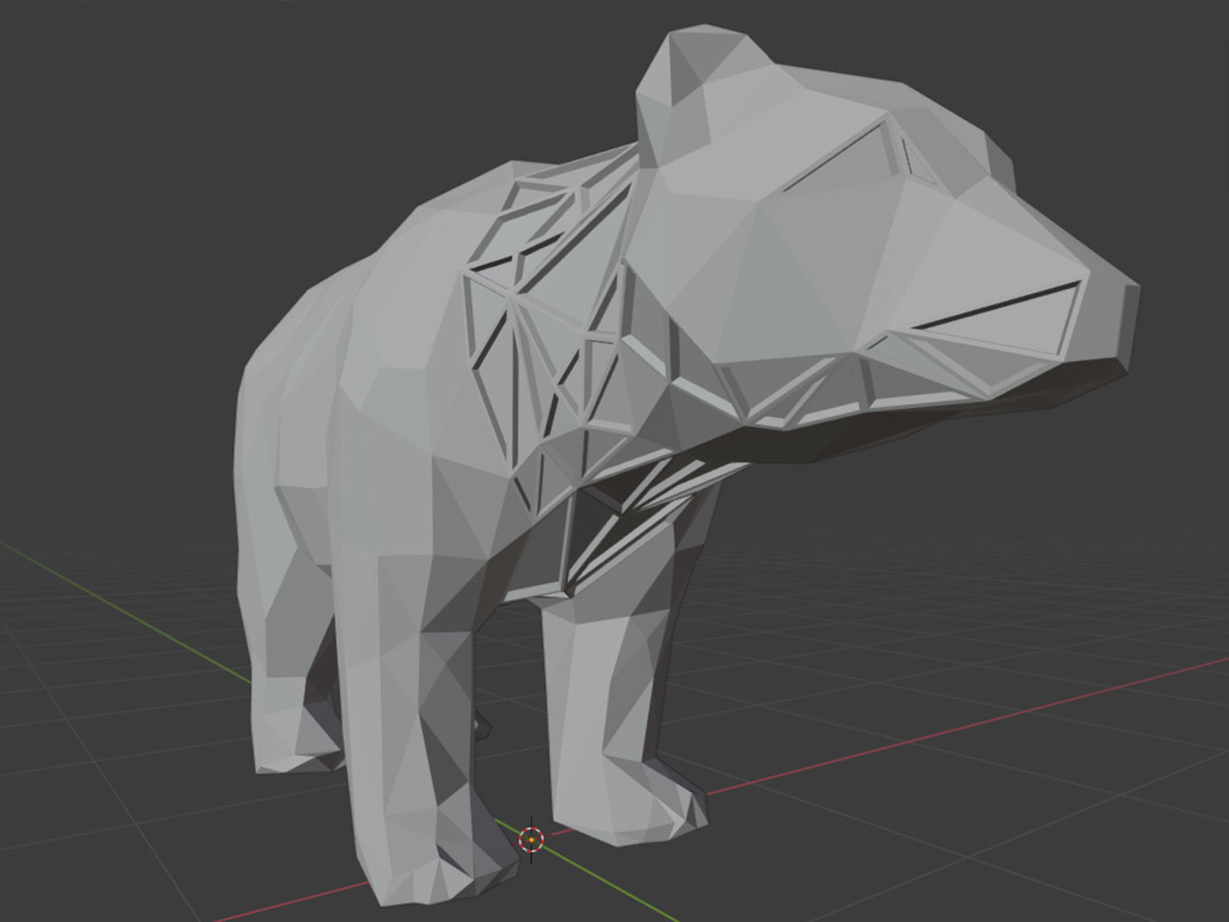 Polygonal Bear Parametric 3D print model_8