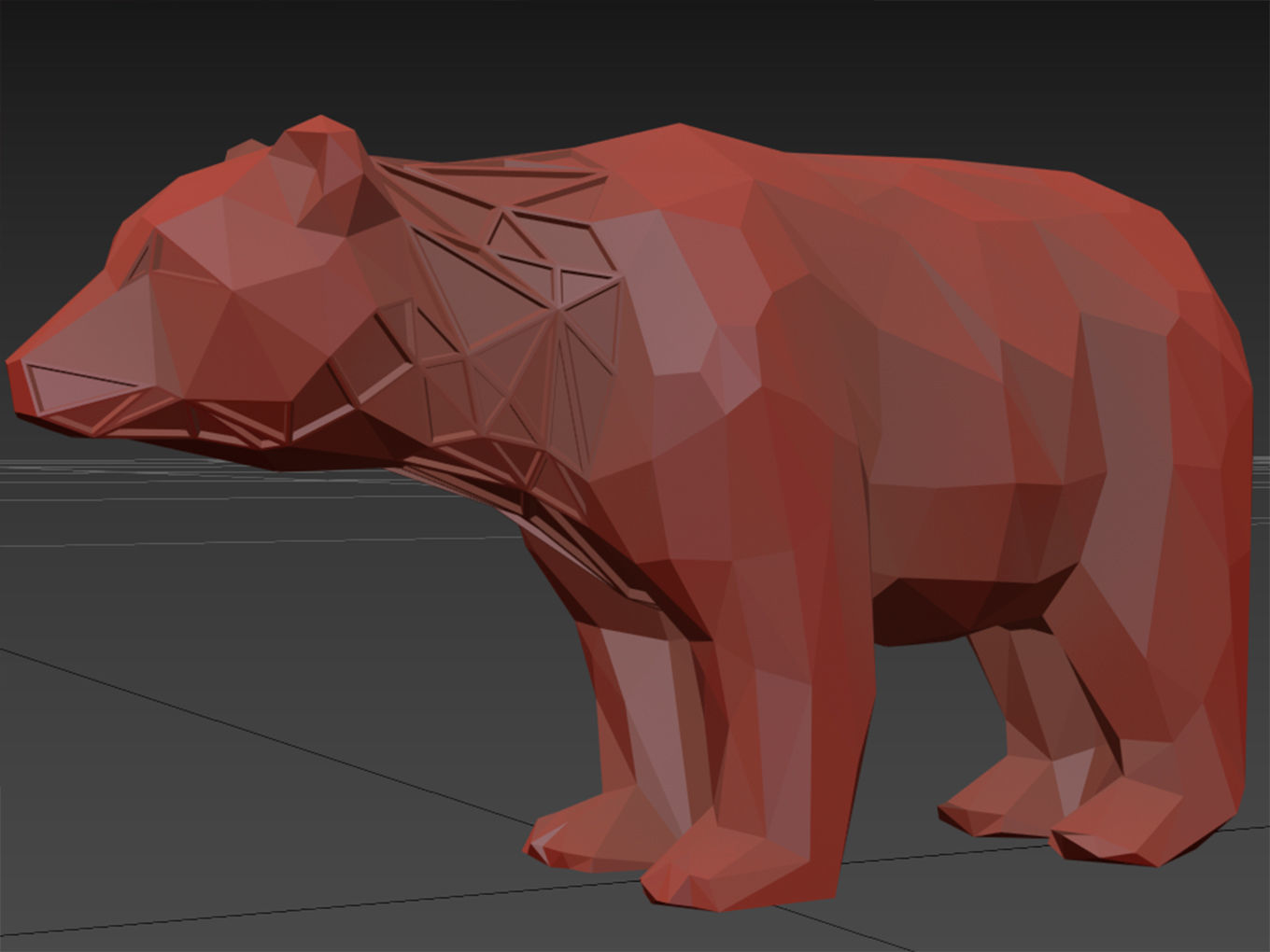 Polygonal Bear Parametric 3D print model_11