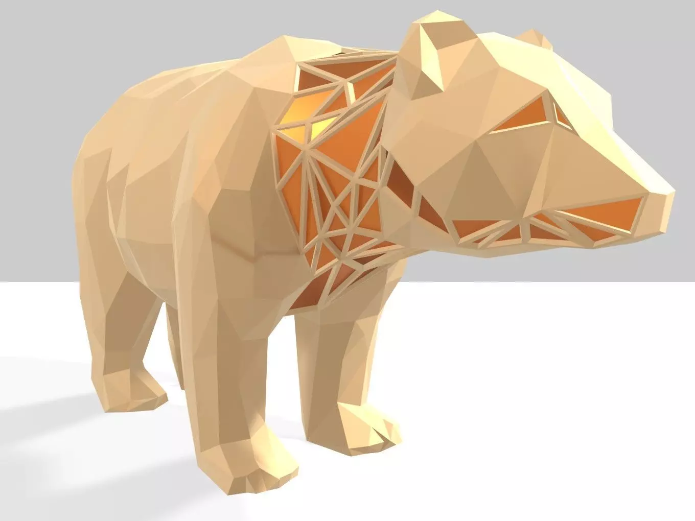 Polygonal Bear Parametric 3D print model_0