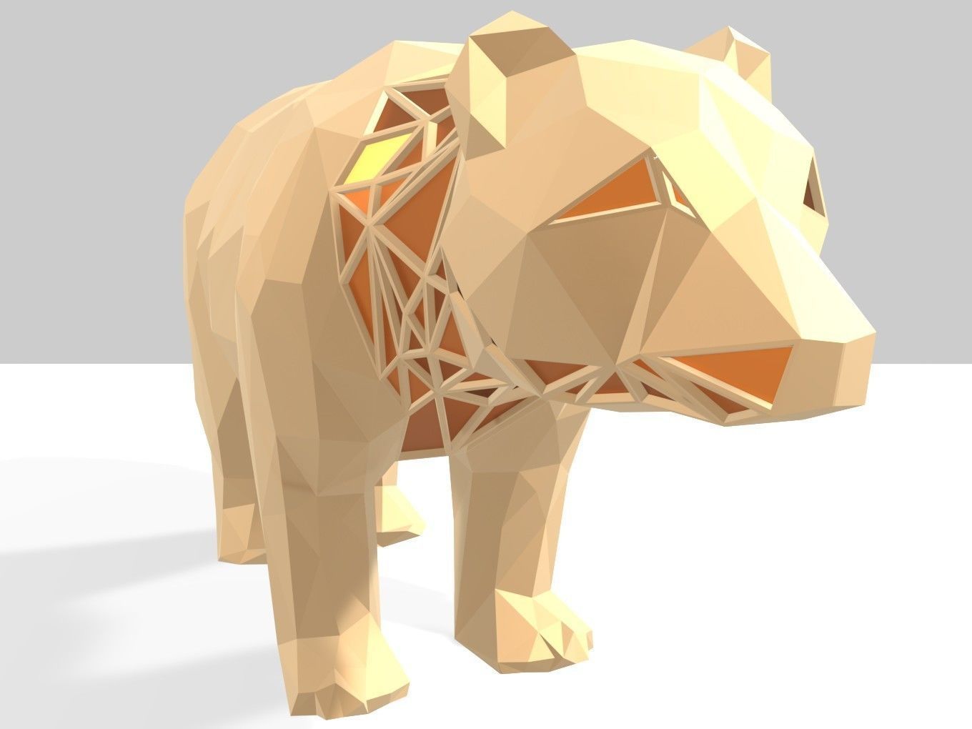 Polygonal Bear Parametric 3D print model_7