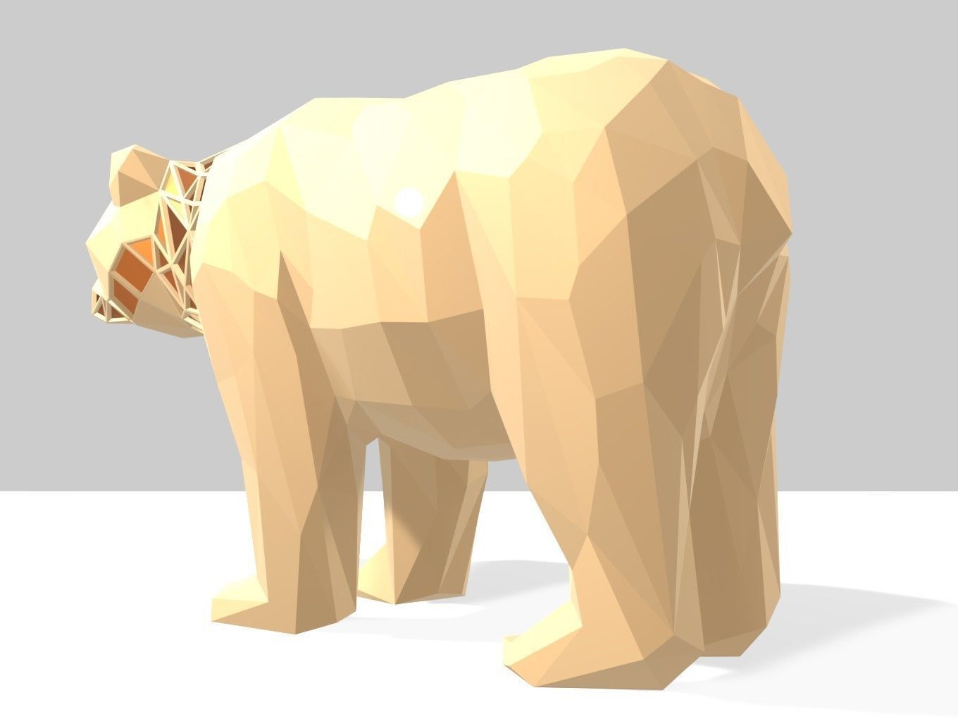 Polygonal Bear Parametric 3D print model_5