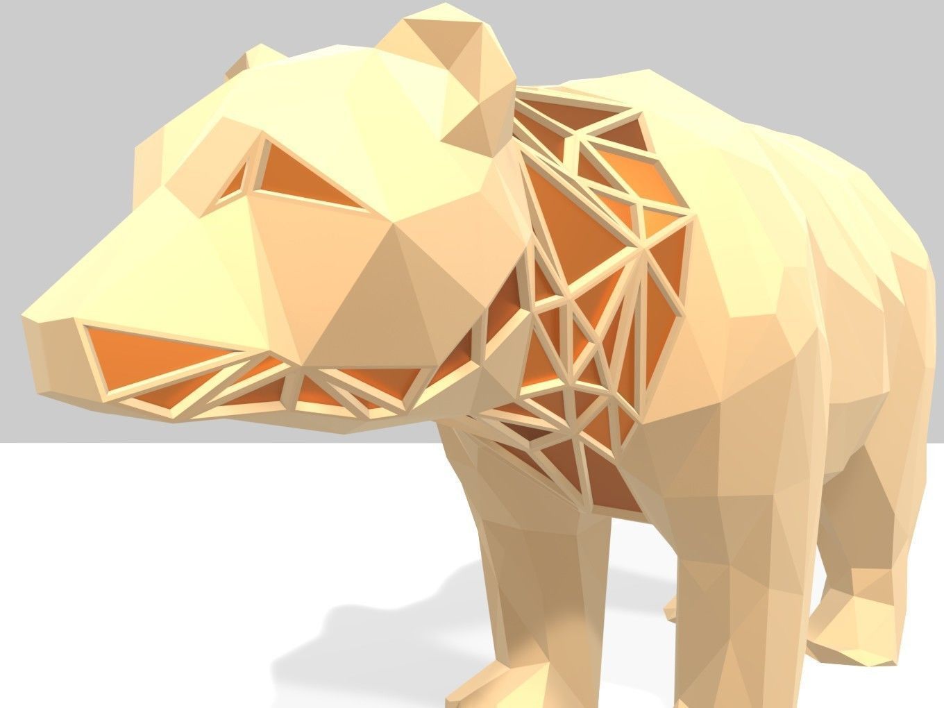 Polygonal Bear Parametric 3D print model_3