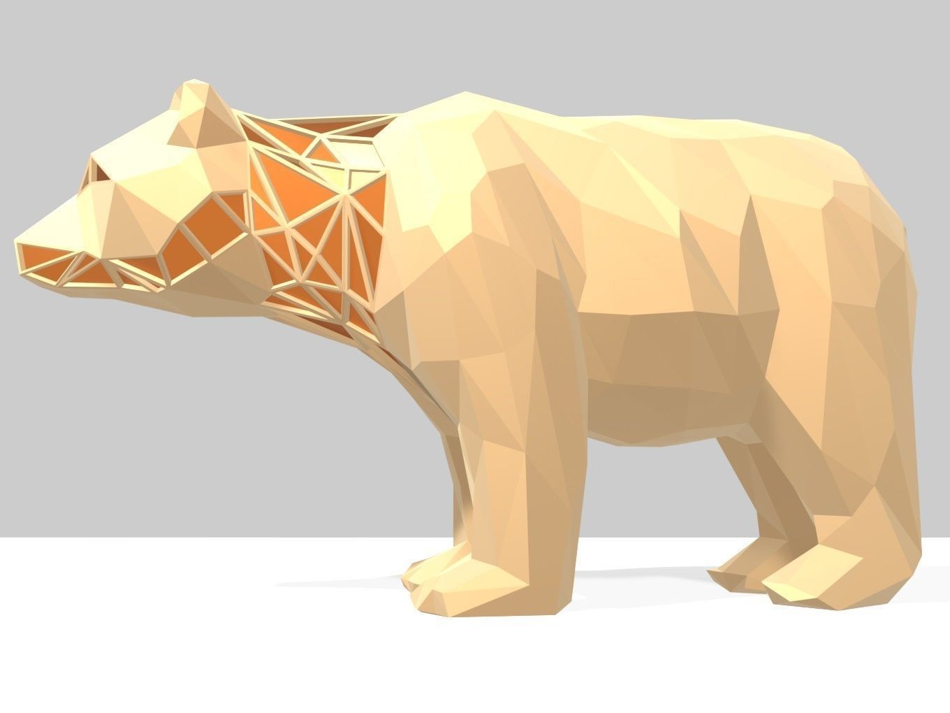 Polygonal Bear Parametric 3D print model_4