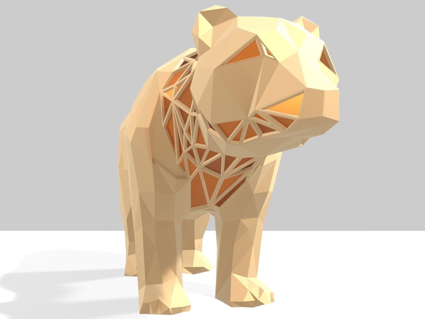 Polygonal Bear Parametric 3D print model_1