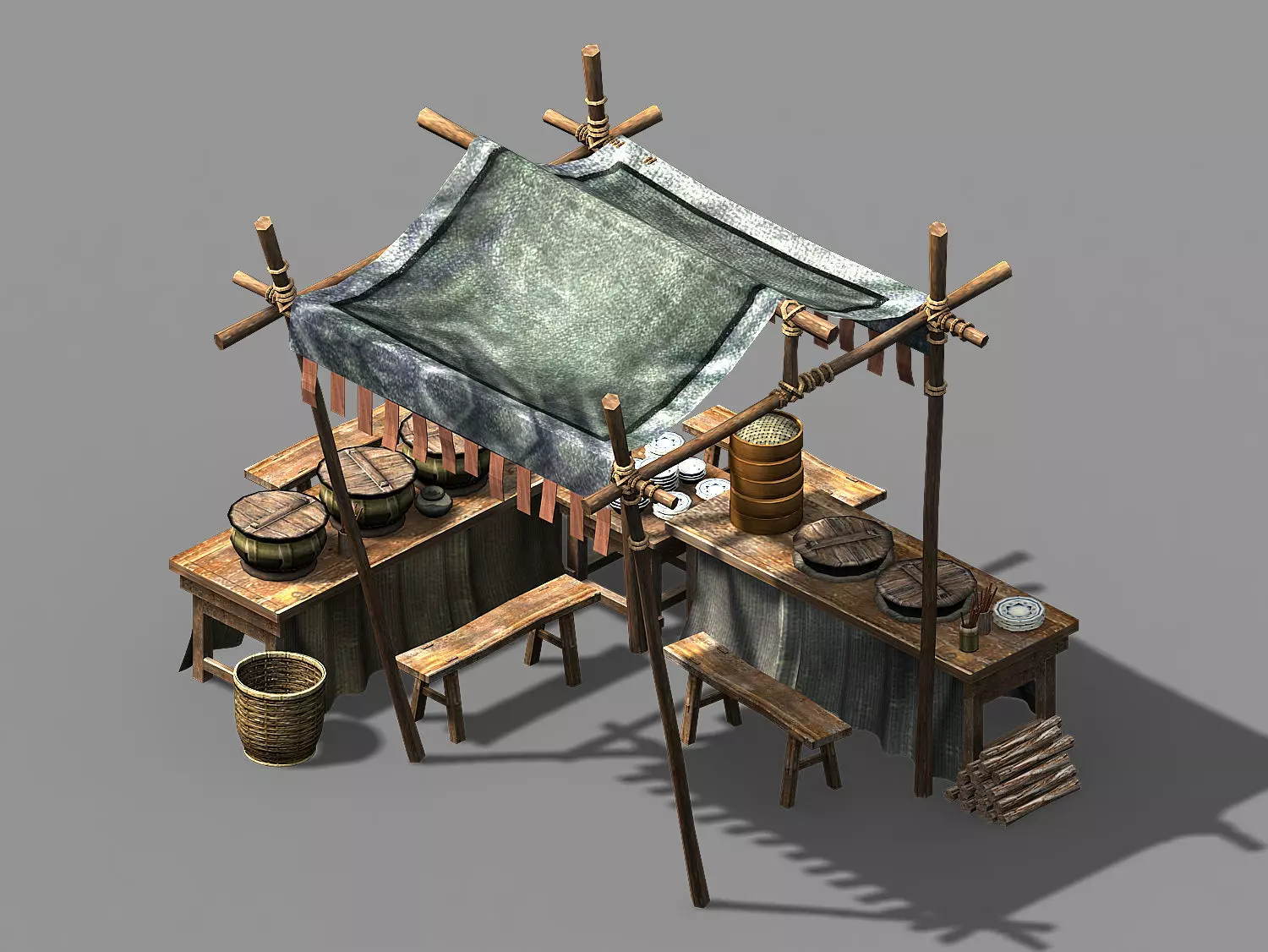Song dynasty-props-bun stall 3D model_0