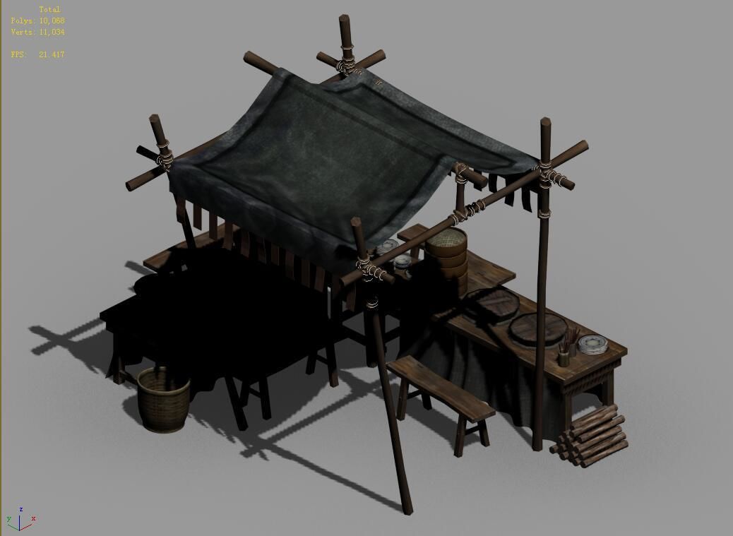 Song dynasty-props-bun stall 3D model_4