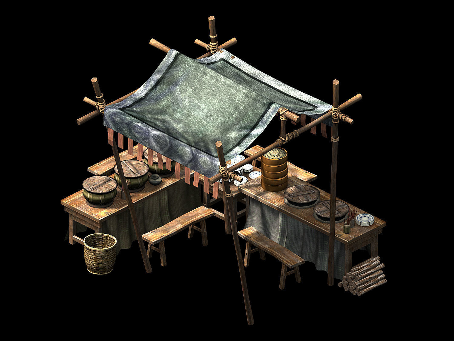 Song dynasty-props-bun stall 3D model_1
