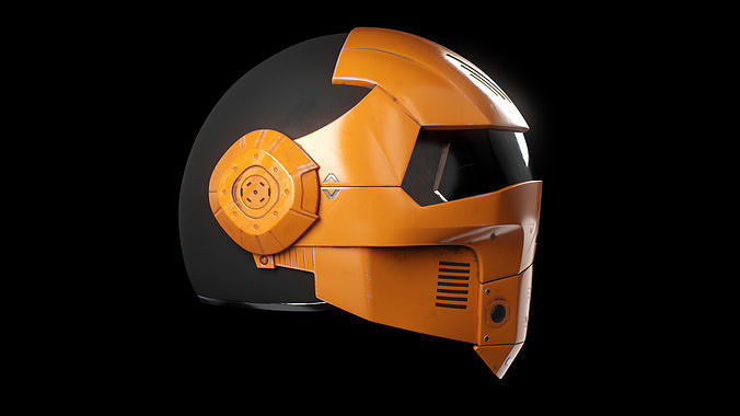 Helmet Scifi Low Poly PBR Low-poly 3D model 4
