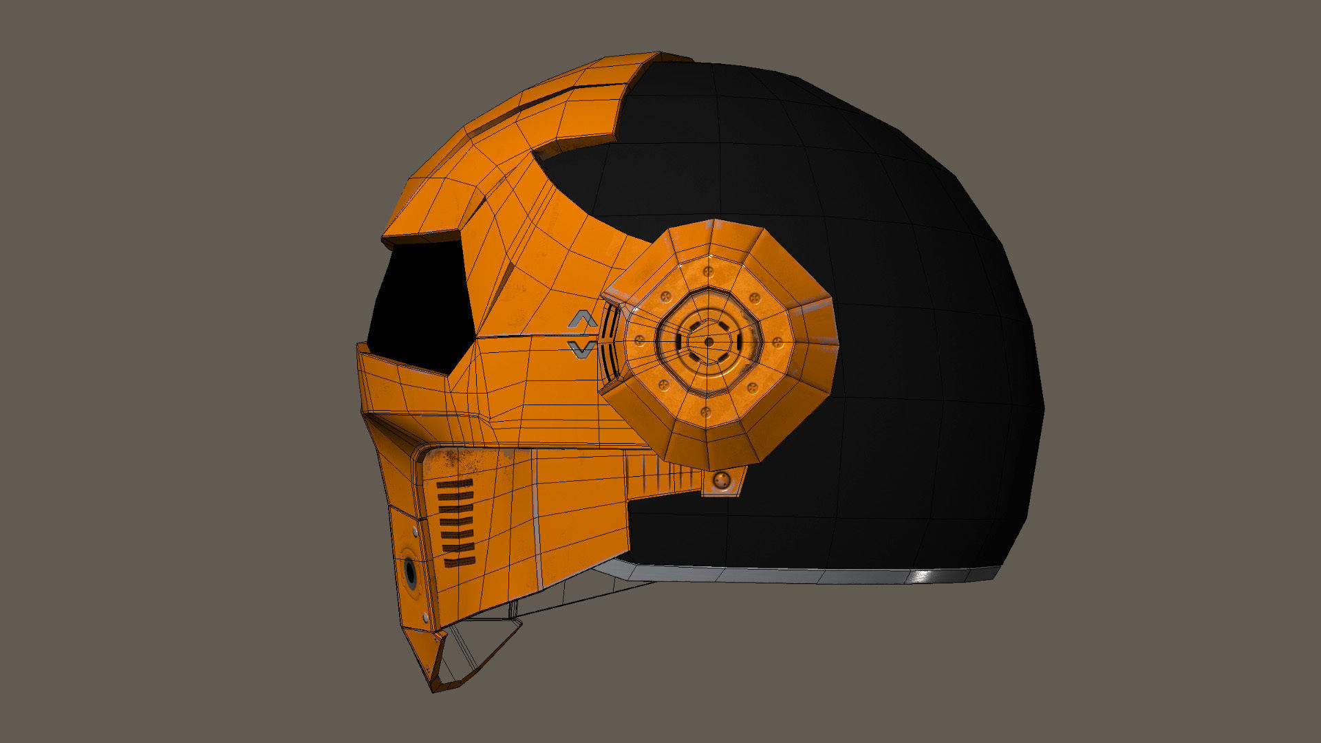 Helmet Scifi Low Poly PBR Low-poly 3D model_28