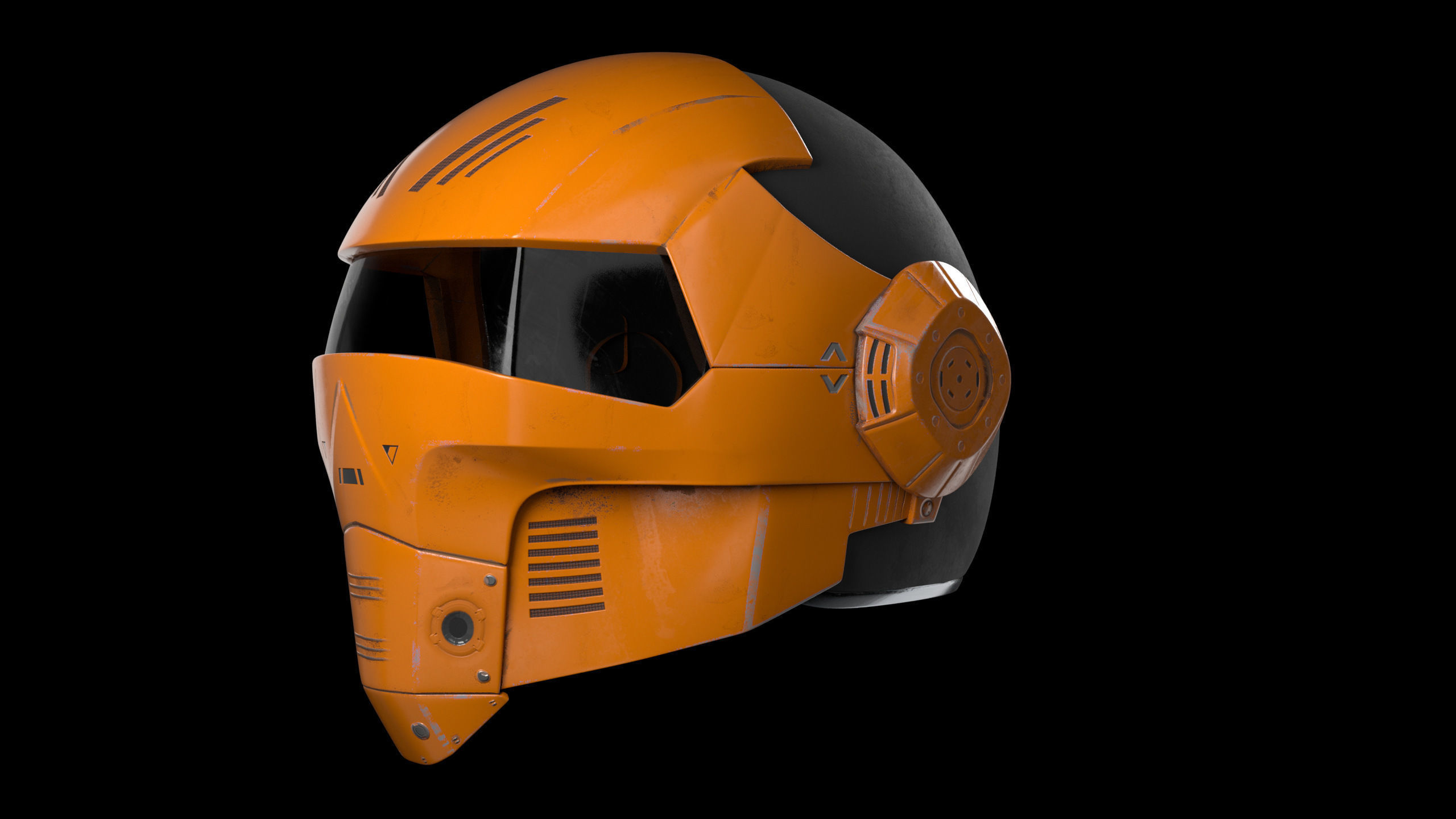 Helmet Scifi Low Poly PBR Low-poly 3D model_12