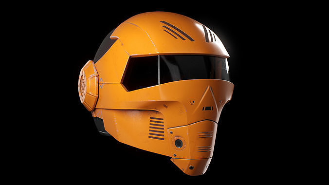 Helmet Scifi Low Poly PBR Low-poly 3D model 3