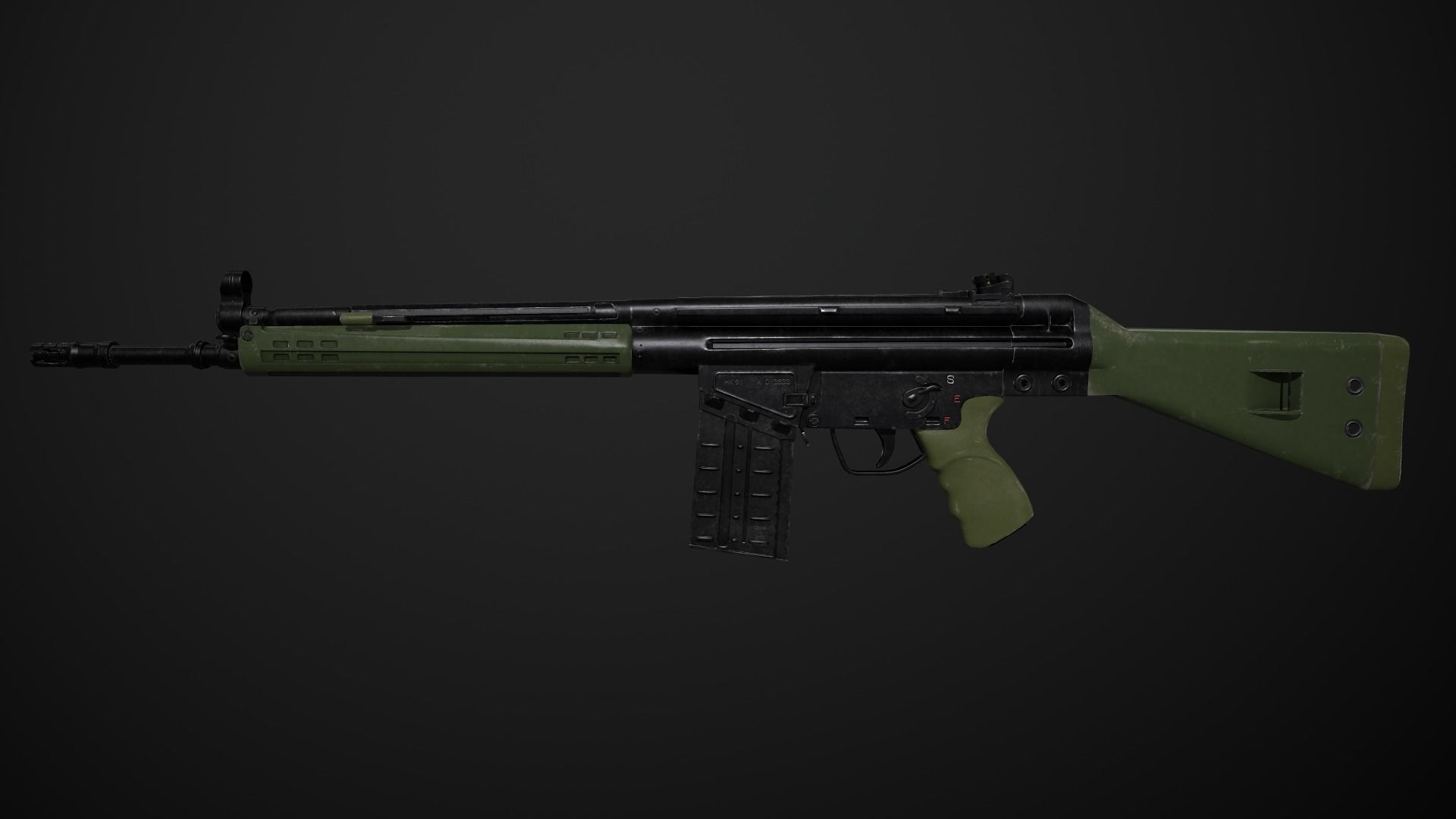 Heckler- Koch G3 Low-poly 3D model_4