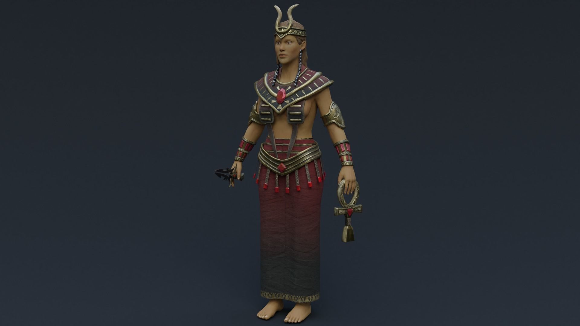 God Isis Low-poly 3D model_13
