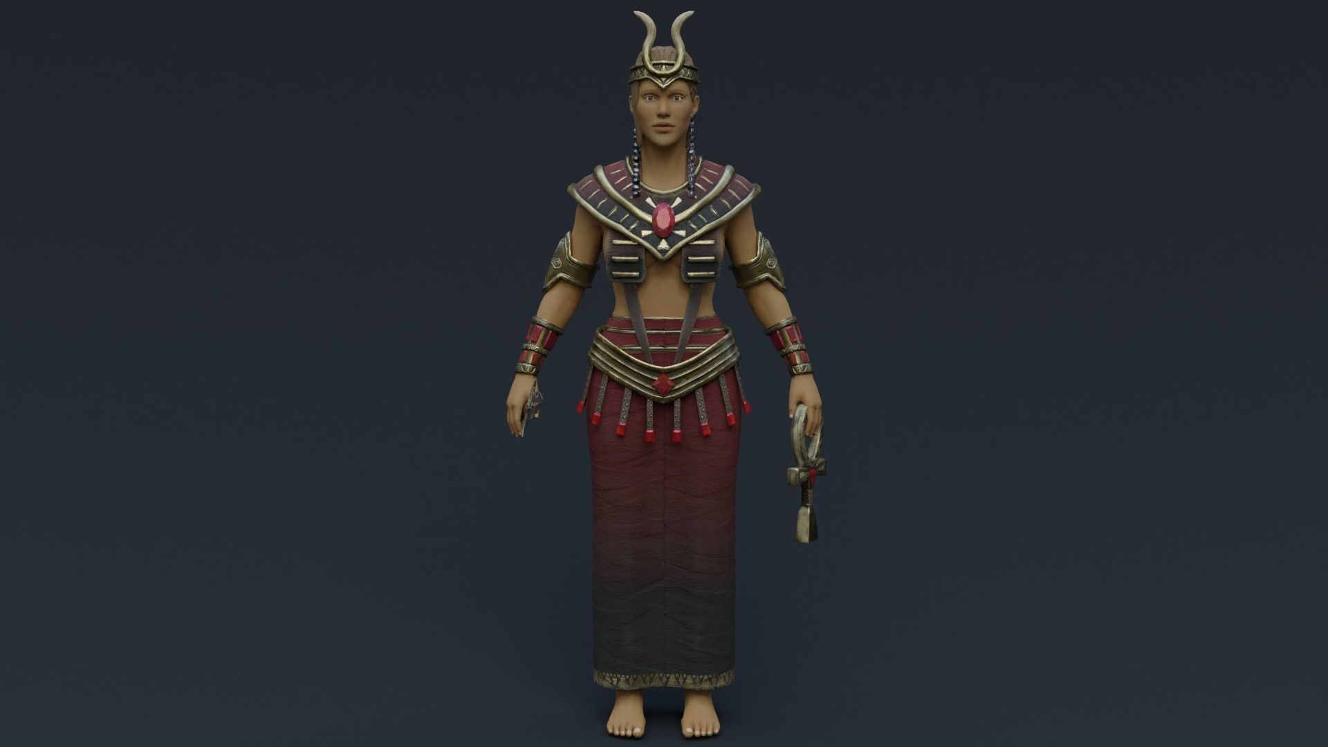 God Isis Low-poly 3D model_15