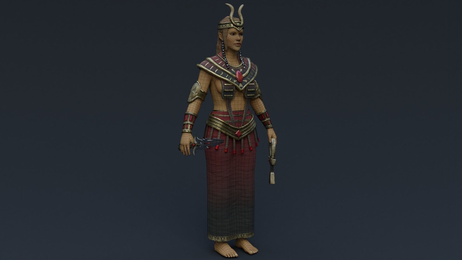 God Isis Low-poly 3D model_16